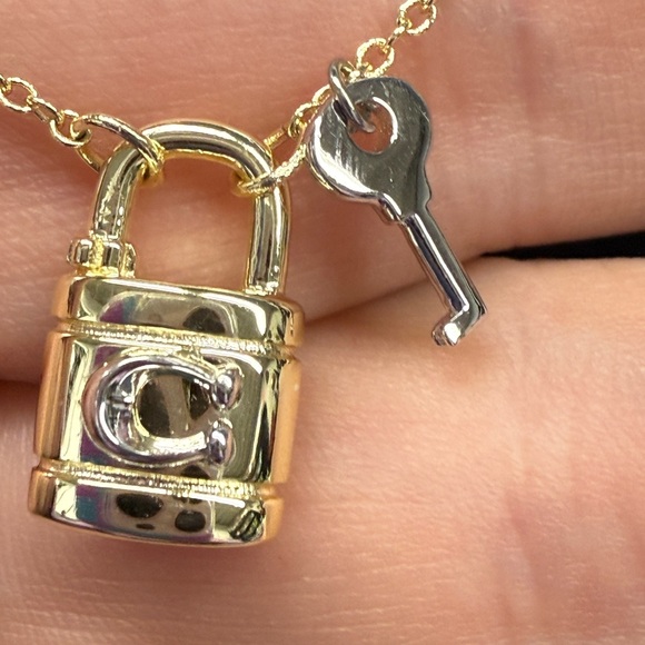 Coach Gold Padlock and Key Necklace - Picture 3 of 5